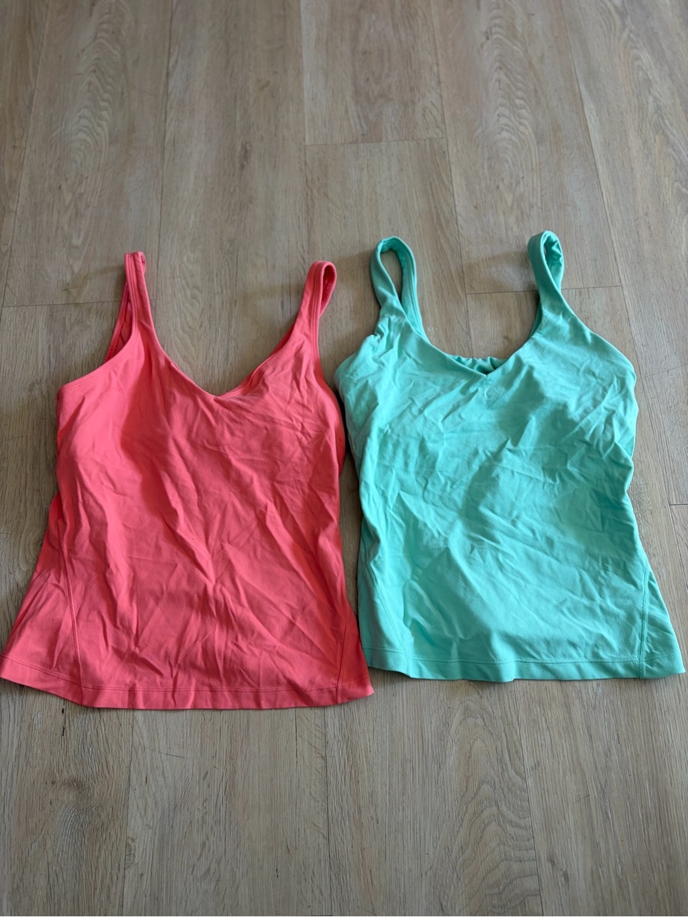 Lululemon Align Full Length Tops Women's Scoop Neck Tank Top - Coral and Mint 6